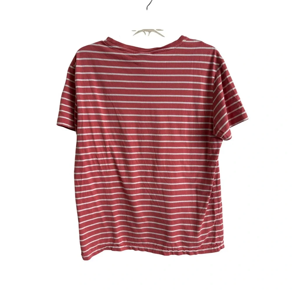 Polo Ralph Lauren Mens V-Neck Coral White Striped Preppy Pony‎ Logo Size M